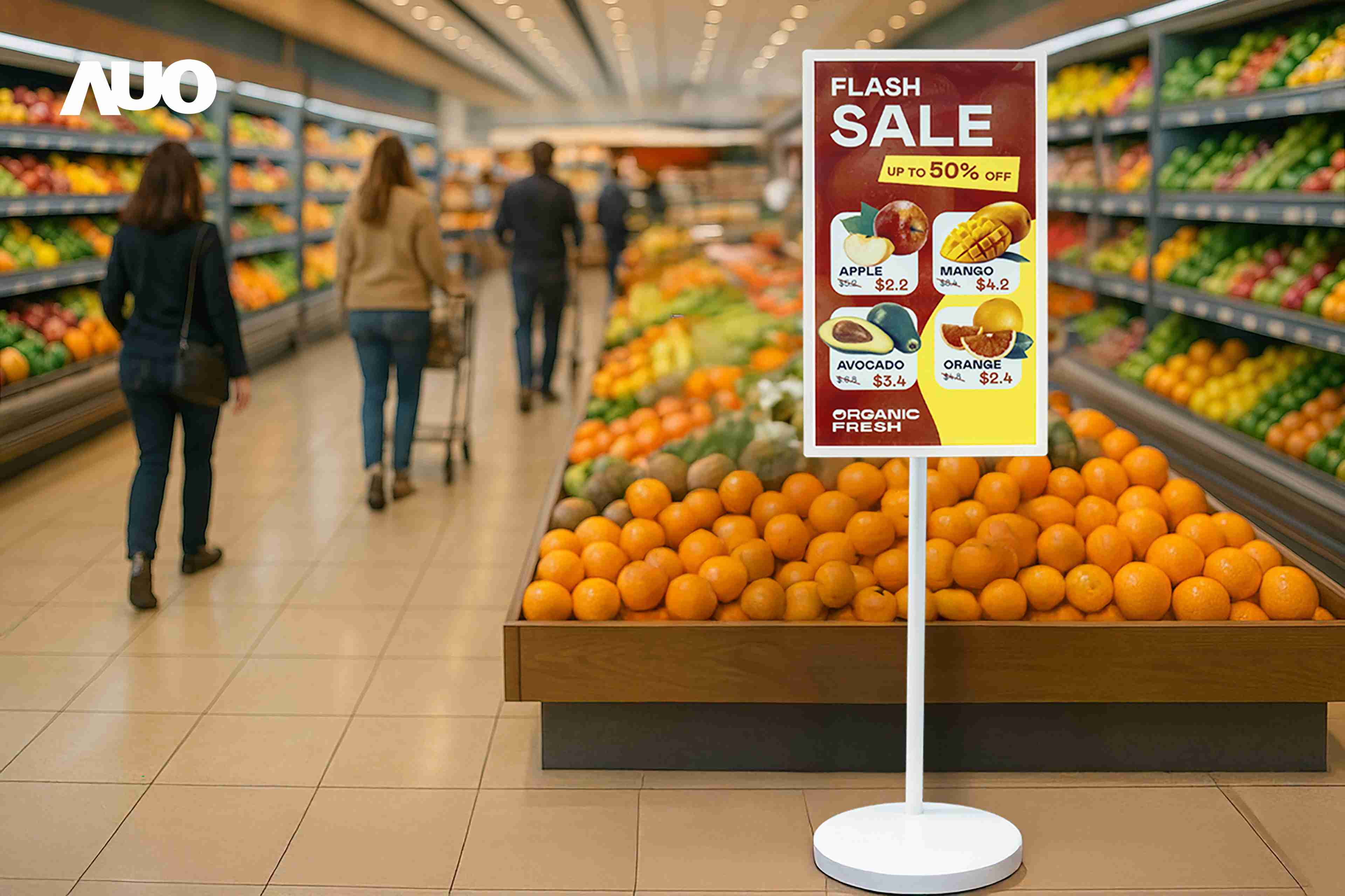 达擎首亮相低功耗、、、全彩的〝aecoPost电子纸解决方案〞，，，仅在更新画面时需要微量的电力驱动，，，无需布建电线的便捷设计，，，使其可灵活应用、、、随意置放，，，并可透过云端或行动装置app，，轻松管理及排程广告内容，，，晋升店头营销利器。。。